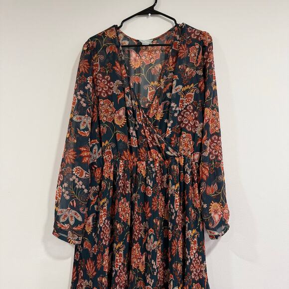 Anthropologie Maeve Apulia Pleated Floral Paisley Print Midi Dress Size L - Picture 5 of 6